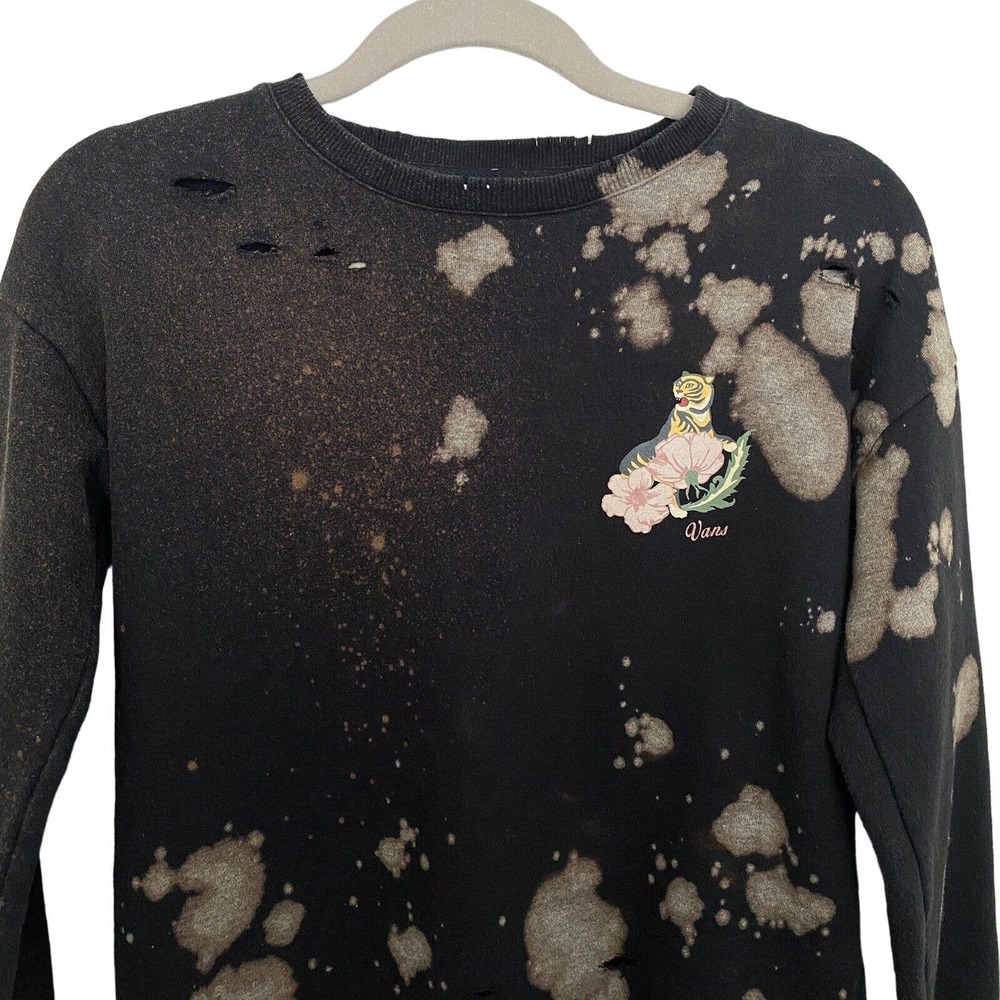 🌵 Vans California Unisex Upcycled Bleached Tiger Tropical Sweatshirt - Size XS - Picture 5 of 8